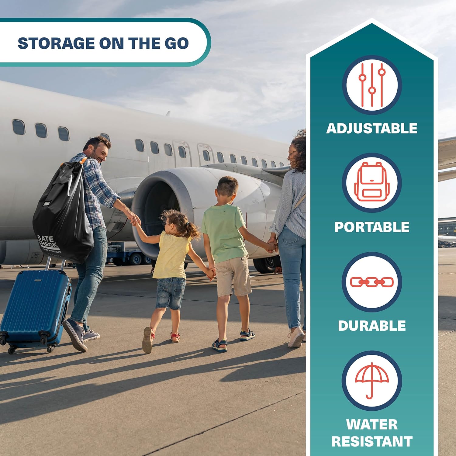 Bramble Large Stroller Bag for Airplane Travel Gate Check in Waterproof 116x53cm (Black)