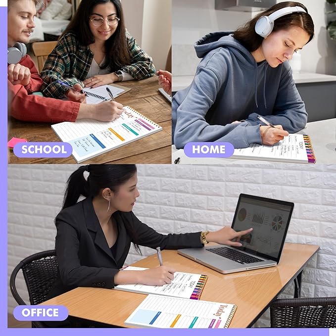 2 To Do List Notepads, Daily Planner Notebook with Tear-off Design, Undated Writing Organizer for Daily Tasks and Goal, Coiled Task Track Checklist Productivity Pad for Office, Classroom, Home, School-BubblyBeeBaby