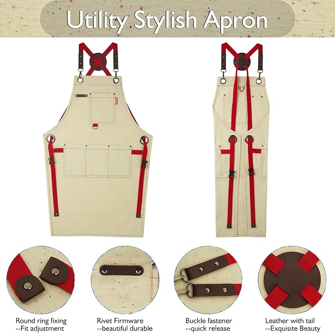 Kids Art Aprons for Painting, Gardening, Cooking, Multiple Pockets, Kids Smock for Boys & Girls, Waterproof (Age6-12)-BubblyBeeBaby