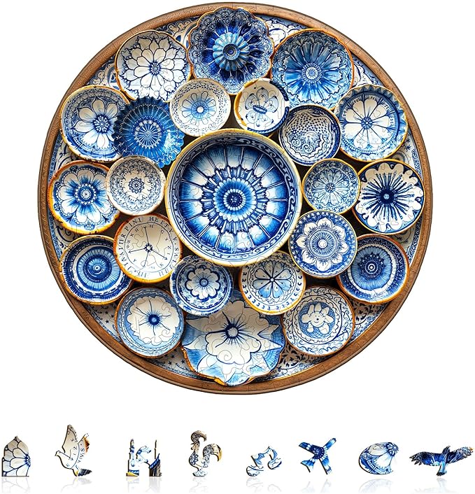 Jigfoxy Wooden Puzzles for Adults, Azulejo Dreams – Port Wood Puzzles Adult, Unique Animal Shape Wooden Jigsaw Puzzles for Adults, Birthday Gifts for Puzzle Lovers, Friend (S-8.5 * 8.4in-100pcs)-BubblyBeeBaby