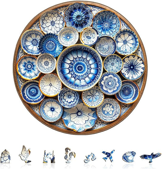 Jigfoxy Wooden Puzzles for Adults, Azulejo Dreams – Port Wood Puzzles Adult, Unique Animal Shape Wooden Jigsaw Puzzles for Adults, Birthday Gifts for Puzzle Lovers, Friend (S-8.5 * 8.4in-100pcs)-BubblyBeeBaby