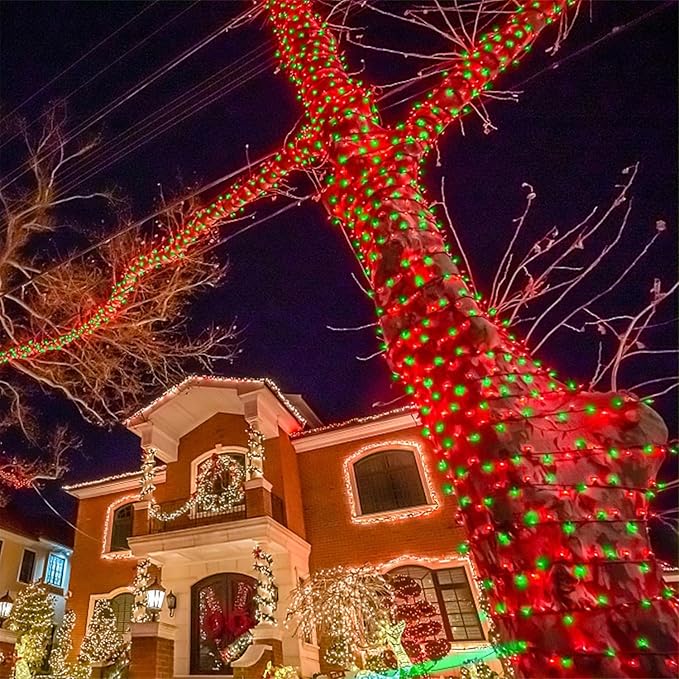 HOME LIGHTING 66ft Christmas Decorative Mini Lights, 200 LED Green Wire Fairy Starry String Lights Plug in, 8 Lighting Modes, for Indoor Outdoor Xmas Tree Wedding Party Decoration (Red & Green)-BubblyBeeBaby