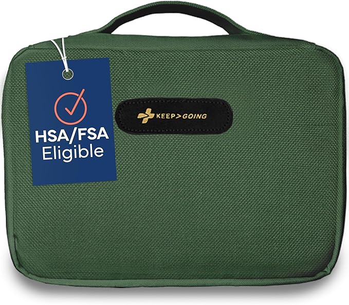 KeepGoing Large Home First Aid Kit for Kids – 270 Pc. for Car, Home, Dorm, & Boat with Latex-Free Bandages – 10 x 7 x 3.5 in. Travel First Aid Kit (Hunter Green)-BubblyBeeBaby