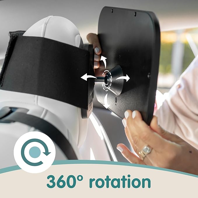 Onco Fixed Headrest Baby Car Mirror - Tesla-Compatible Car Mirror for Baby, 100% Shatterproof & Shake-Proof, Non-Slip with 360° Rotation, Newborn Must Haves-BubblyBeeBaby