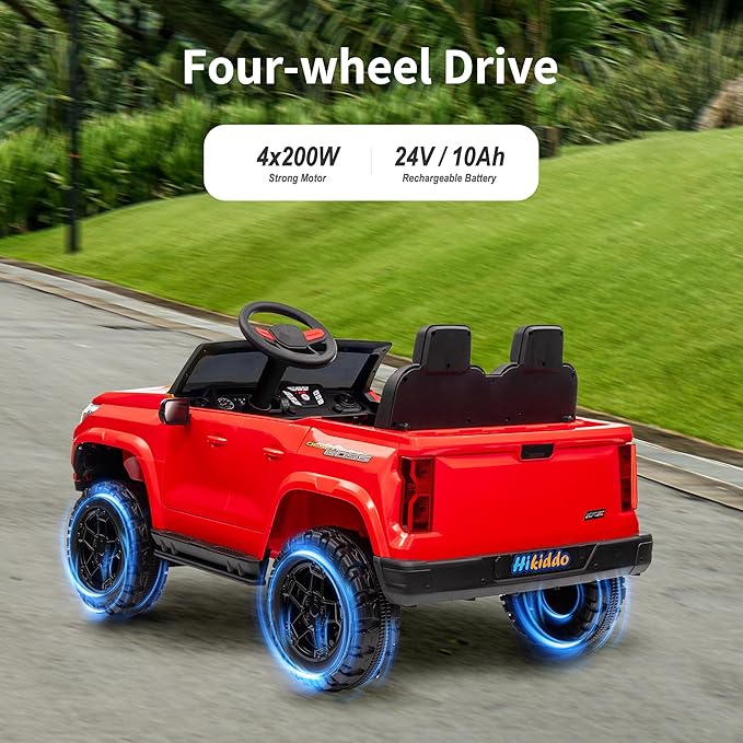 24V 10Ah Ride on Toy for Big Kids, 4WD 2 Seater Electric SUV Kids Car to Drive w/Remote Control, 4x200W Motors - Red-BubblyBeeBaby