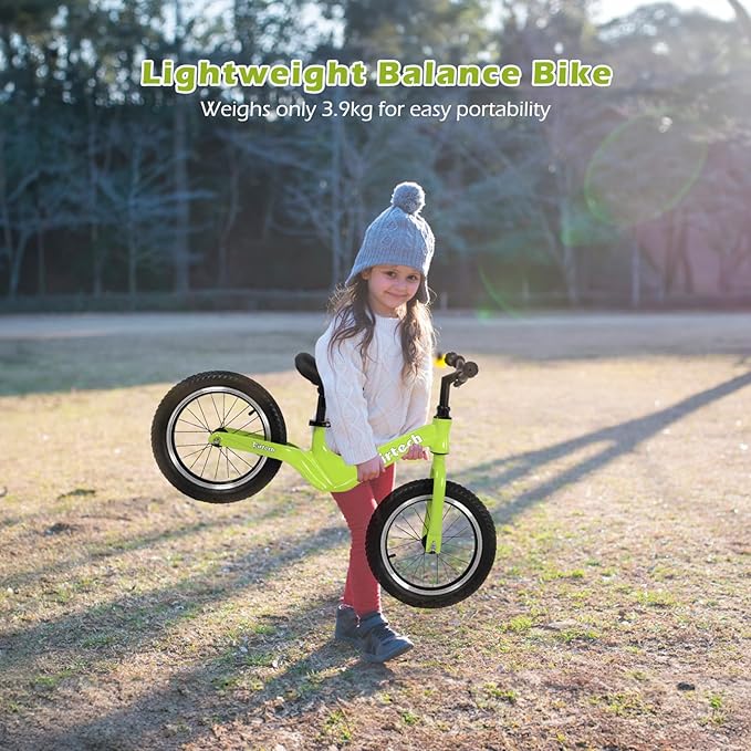 14" Kids Balance Bike for 3,4,5,6 Year Old Boys and Girls, Air Tires with Magnesium Alloy Frame, Lightweight No Pedal Toddler Training Bicycle-BubblyBeeBaby