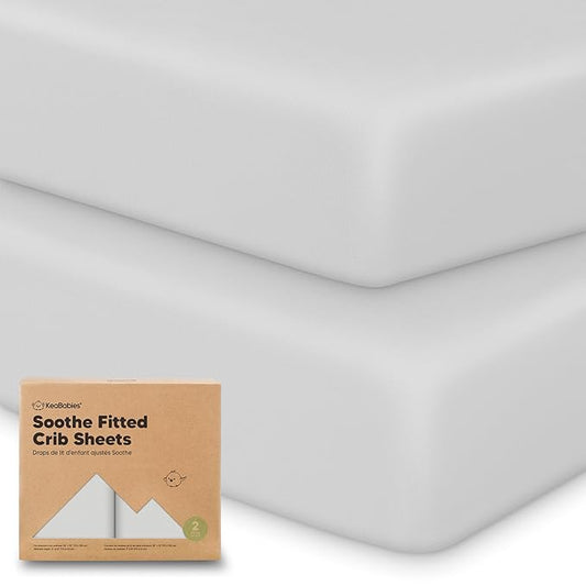 KeaBabies 2-Pack Organic Crib Sheets for Boys, Girls - 52x28 Fitted Crib Mattress Sheet Neutral, Breathable Jersey Cotton Cover for Baby Bed, Toddler Mattress, Soft & Cute Prints (French Gray)-BubblyBeeBaby