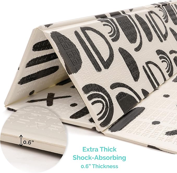 JumpOff Jo - Extra Large Waterproof Foam Padded Play Mat for Infants, Babies, Toddlers, Play Pens & Tummy Time, Foldable Activity Mat, 77 x 70 x 0.6 inches-BubblyBeeBaby