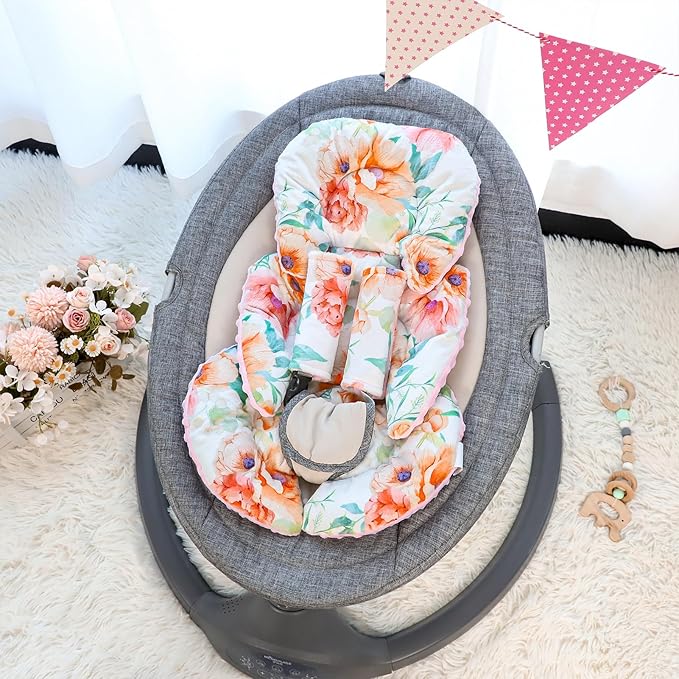 GFU Infant Stroller mat, Fits for Stroller, Swing, Flowers-BubblyBeeBaby