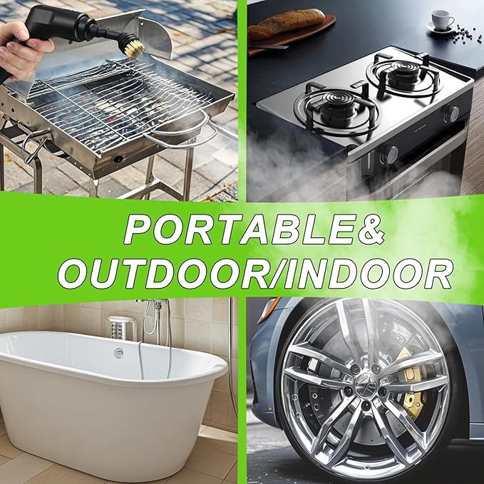 2500W Handheld Steam Cleaner,Portable Car Steamer For Auto Detailing,High-Temperature and Pressure Steam Cleaner For Home, Steam Cleaning Machine for Furniture,Kitchen,Grout,Floor,Tile (09-Green)-BubblyBeeBaby