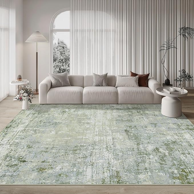 10x14 Area Rugs Large Living Room Rug Washable: Modern Abstract Rug Indoor Modern Carpet Non Slip for Dining Room Bedroom Nursery Home Office Green-BubblyBeeBaby