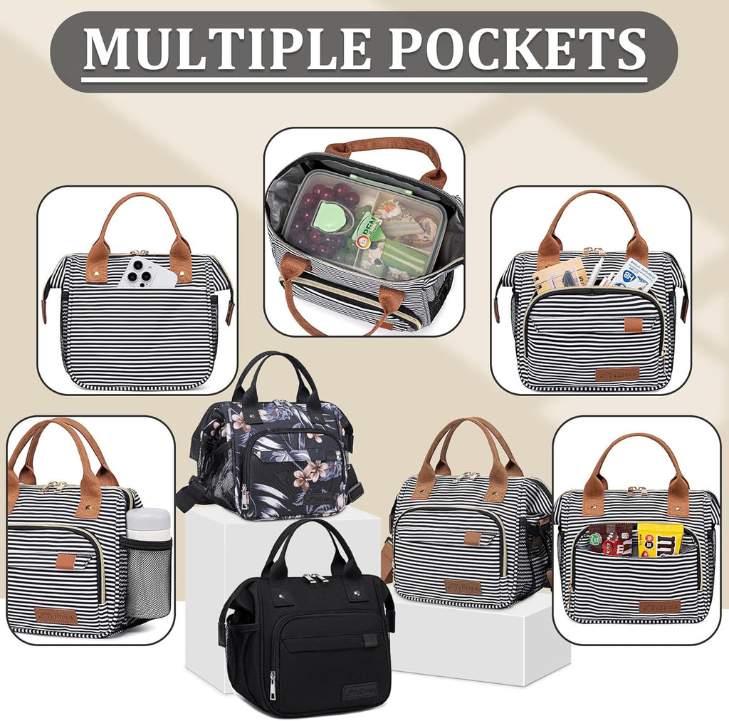 Hibiscus Small Lunch Bag Lightweight Insulated Lunch Box for Women Work Portable Soft Cooler for Picnic Travel Road Trips, Loncheras para Mujer