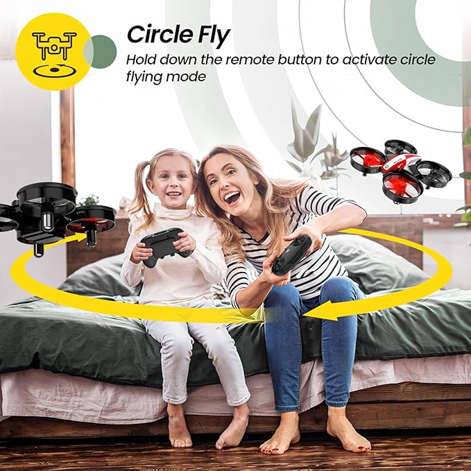 Holy Stone Mini Drone for Kids and Beginners RC Nano Quadcopter Indoor Small Helicopter Plane with Auto Hovering, 3D Flips, Headless Mode and 3 Batteries, Great Gift Toy for Boys and Girls, HS210 Red-BubblyBeeBaby