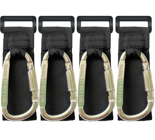 4 Pcs Baby Stroller Hook, Carry 30 lbs per Stroller Carabiner Clip, Adjustable Baby Stroller & Car Seat Hook for Hanging Diaper Bag, Wheelchair,Golf cart, Shopping and Pet Cart-BubblyBeeBaby