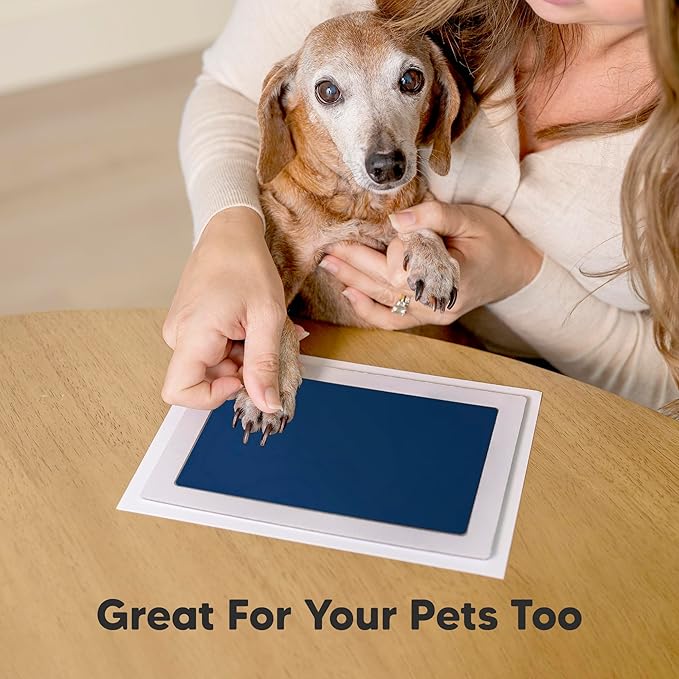 1-Pack Inkless Baby Hand and Footprint Kit - Mess Free Ink Pad for Newborn Keepsake, Dog Nose & Paw Print Kit, Clean Touch Ink Pad for Baby Hand & Footprints, Ideal New Mom Gifts (Navy, Jumbo)-BubblyBeeBaby