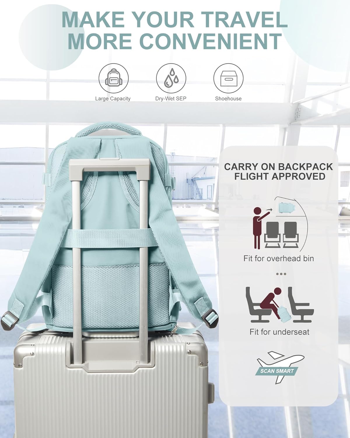 coowoz Travel Backpack Carry On for Women Man Gym Backpacks with Laptop Compartment Mochila de Viaje Teacher Personal Item Backpack Airplane Accessories Must Haves Blue Small