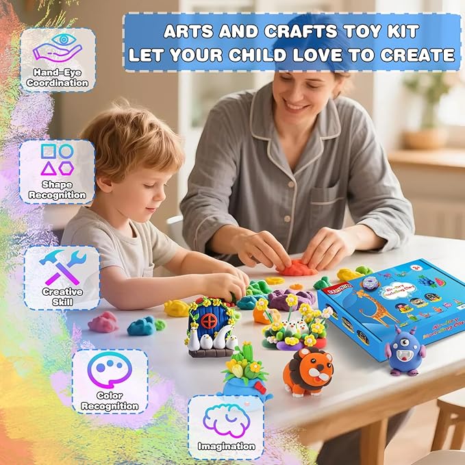 ifergoo Modeling Clay - 24 Colors Air Dry Clay, DIY Magic Clay with Tools and Munuals, Kids Toys Set for Boys and Girls-BubblyBeeBaby