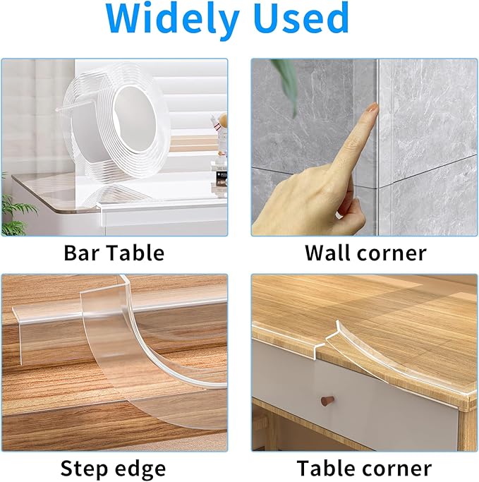 13.12 FT Edge Corner Protector Baby Proofing,Soft Clear Furniture Table Corner Guard & Edge Safety Cabinet Door Bumper,Crib Bumpers,Wall Protector(Width 2 in，Thickness 0.08 in)-BubblyBeeBaby