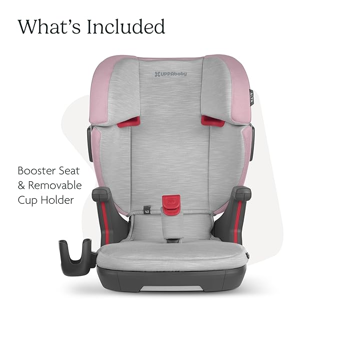 UPPAbaby Alta V2 High Back Booster Seat/Seven-Position, Active Support Headrest for Growing Children/SecureFit Integrated Belt Guide + Positioner/Cup Holder Included/Iris (Grey Mélange/Lavender)-BubblyBeeBaby