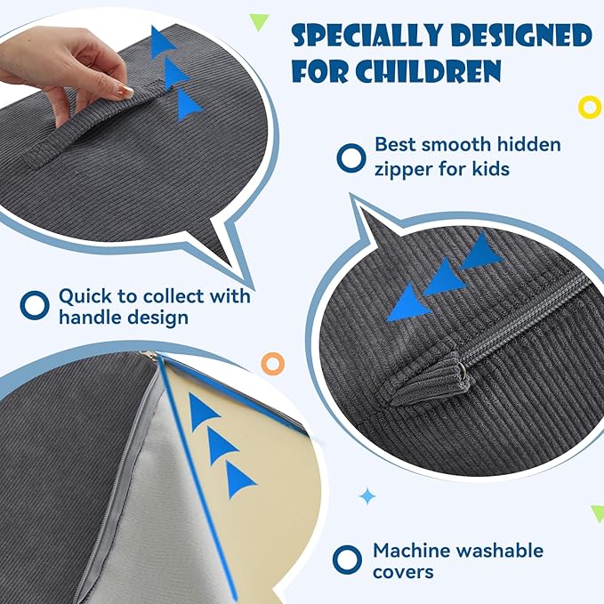 Jela Foam Blocks 6Pcs Soft Play Equipment Luxury Corduroy Fabric, Toddler Climbing Toys Indoor Soft Play for Toddlers-BubblyBeeBaby