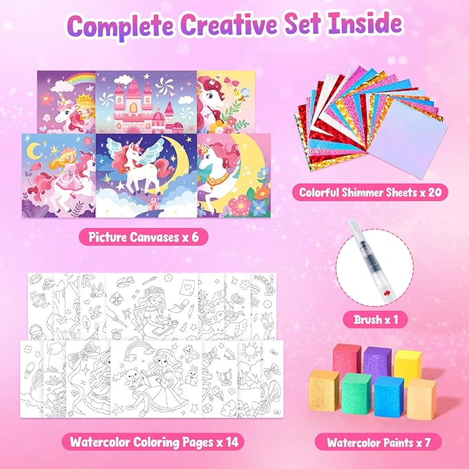 JoyCat Paint with Water Coloring Books, Art & Craft Activity, Princess No Mess Art for Kids Ages 4-8, Craft Kits & Supplies, DIY Creative Activity, Presents for Girls & Boys-BubblyBeeBaby