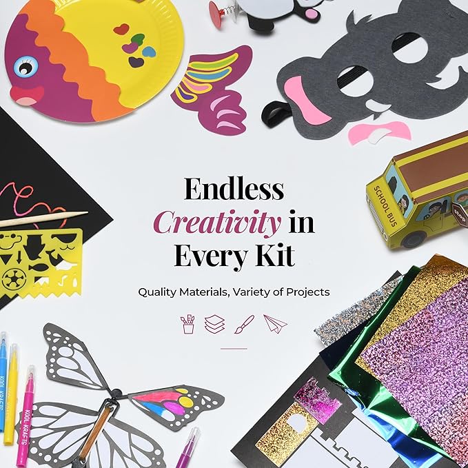 20 Arts & Crafts Kit for Kids, All-Inclusive, No Mess Craft Kits & Supplies for Boys & Girls – DIY Creative Activity, Easy Step-by-Step Guide, Individually Packaged Crafts, Christmas Gift, Travel Gift-BubblyBeeBaby