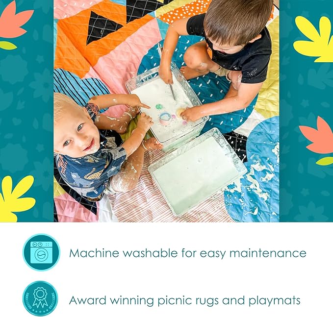 Jumbo Picnic Rug, Large Picnic Mat, 6'7" x 6'7", Outdoor Waterproof Picnic Blanket Beach Mat, Foldable & Waterproof, Picnic Blankets Ideal for Beach & Park, Outdoor Blanket, Happy Now-BubblyBeeBaby