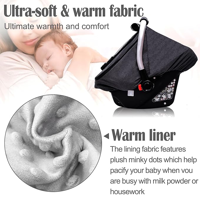Waterproof Baby Stoller Bunting Bags Winter Carseat Canopies Cover to Protect Baby from Cold Wind, Super Warm Plush Fleece Baby Carrier Cover for Infant Boys Girls, Keeps Babies Warm and Cozy-BubblyBeeBaby