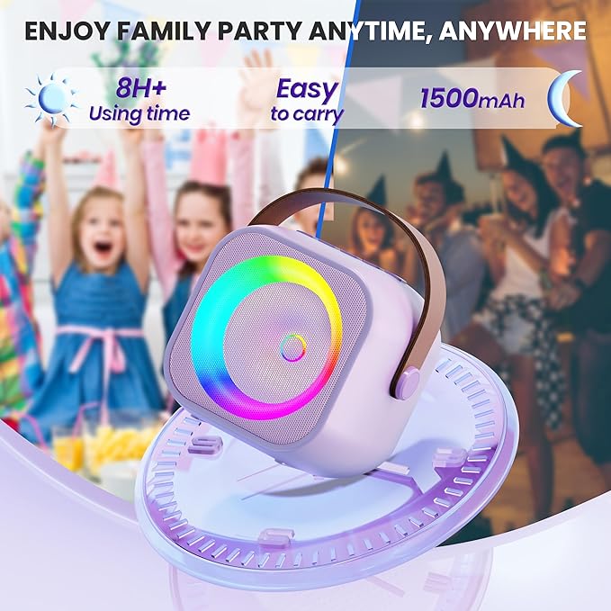 Karaoke Machine for Kids Toys for 4-12+ Year Old, Mini Portable Bluetooth Speaker with 2 Wireless Microphones, Birthday Party for Girls Boys-BubblyBeeBaby