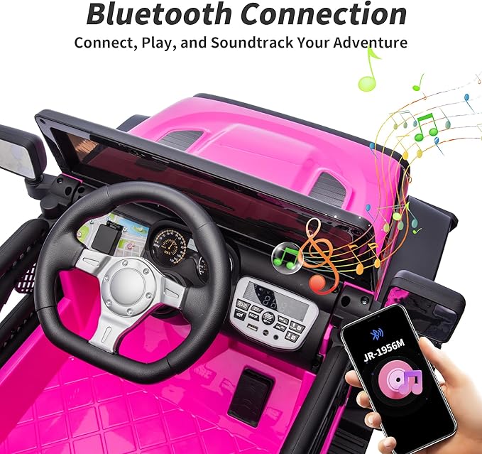24V Kids Ride on Toy, Kids Electric Vehicles Car Ride on Car Truck for Toddlers with Remote Control, 2x200W Motor - Pink-BubblyBeeBaby