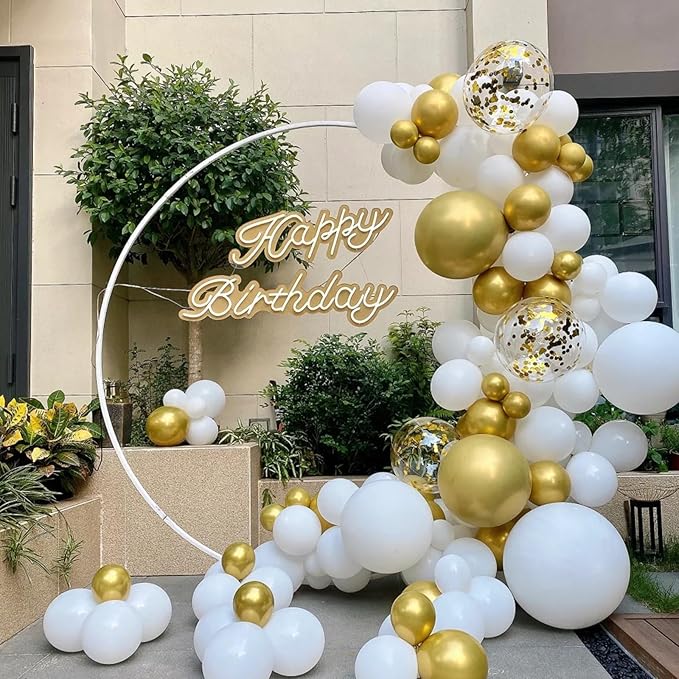 140pcs Metallic Gold Round Balloons Different Sizes 18 12 10 5 Inch Latex Balloons for Arch Decoration Party Balloon Kit for Graduation Birthday Party Wedding Balloon Baby Shower Decoration-BubblyBeeBaby