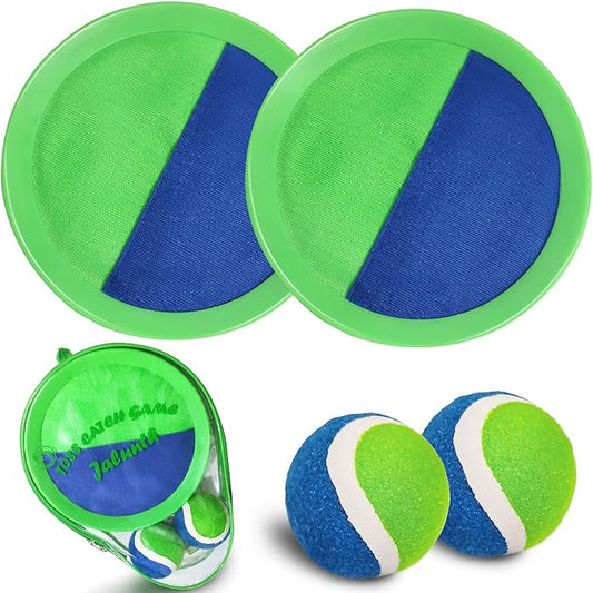 Jalunth Ball Catch Set Games Toss Paddle - Beach Toys Back Yard Lawn Outdoor Pool Backyard Camping Throw Age 3 4 5 6 7 8 9 10 11 12 Years Old Boys Girls Kids Adults Family Outside Easter Gifts Green-BubblyBeeBaby