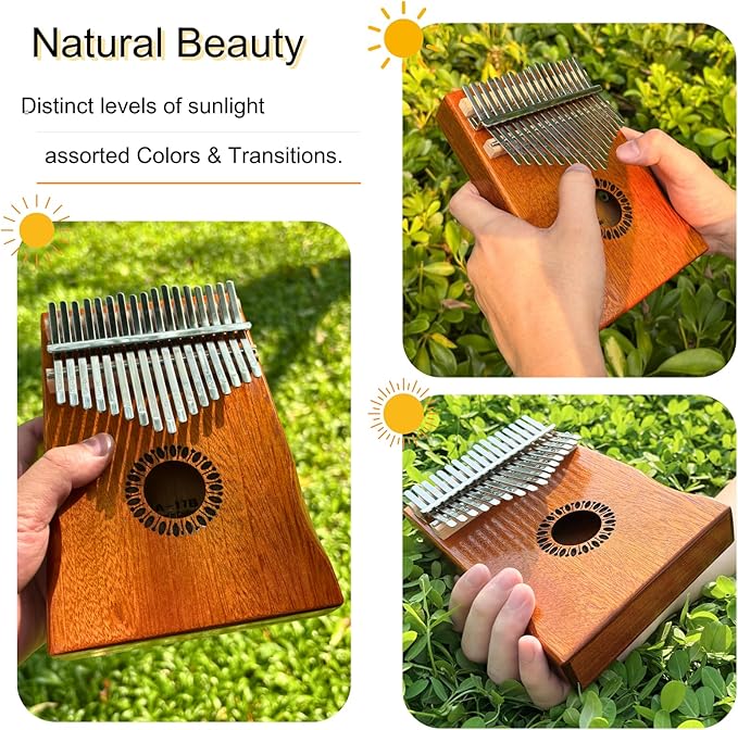 Kalimba Thumb Piano 17 Keys, Portable Mbira Finger Piano Gifts for Kids and Adults Beginners Wood-BubblyBeeBaby