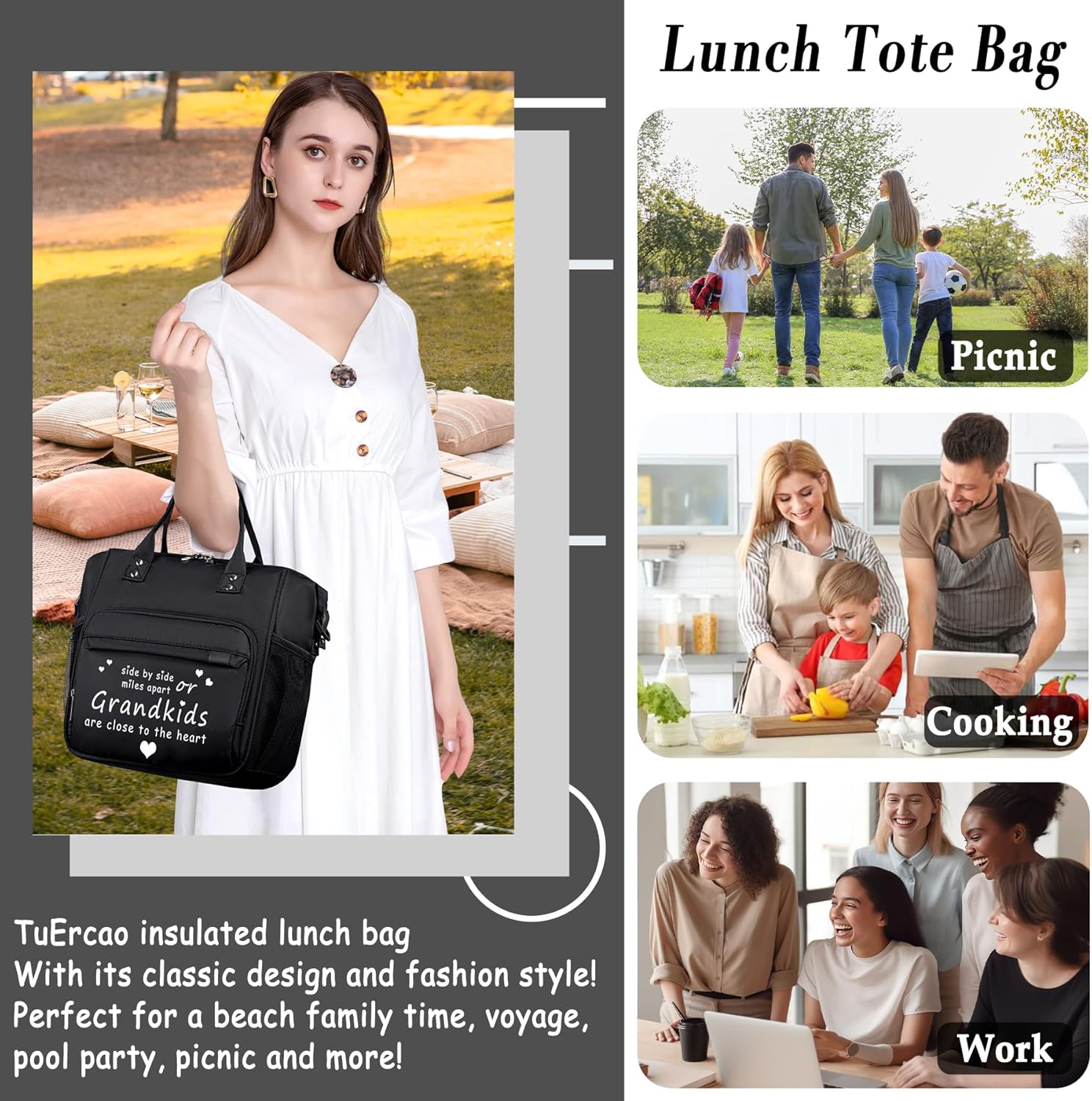 Lunch Box for Grandma Great Grandma Gifts Women Lunch Bag for Grandmother from Granddaughter, Grandson, Grandkids Christmas gifts for Nana GiGi New Grandmas Grandparents, Best Birthday Presents