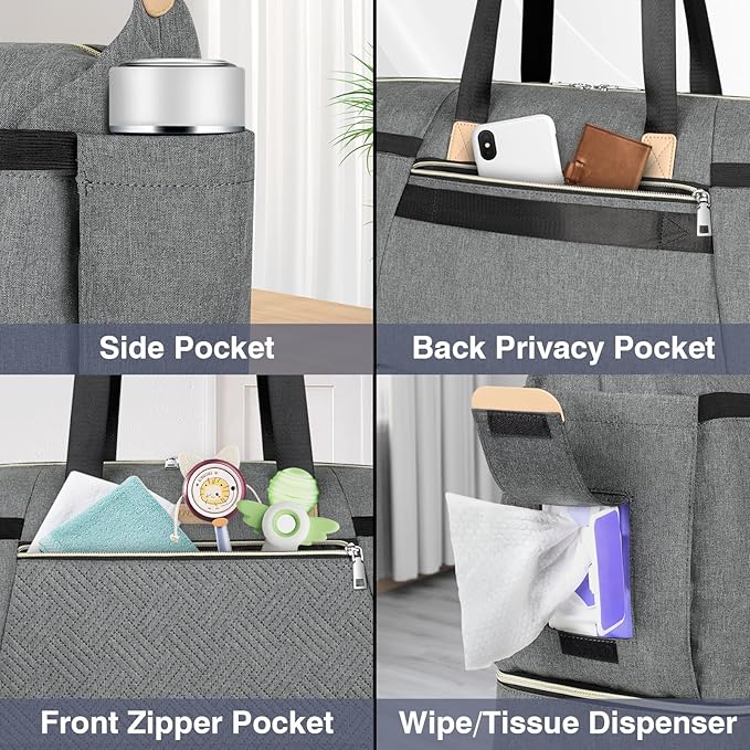 ITIEZY Diaper Bag Tote for Baby - Large Mommy Bag with Portable Changing Pad Pacifier Case, Hospital Bags Travel Baby Bag-BubblyBeeBaby