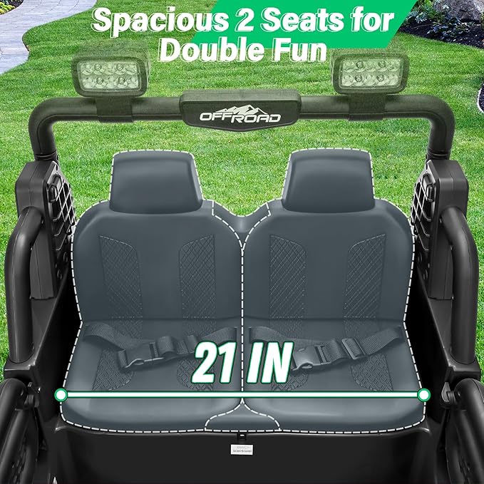 2 Seater Ride On Car Truck with Remote Control XL, Kids 24V Battery Powered Electric Vihicle w/21 in Seat, 3 Speeds, 2WD/4WD Switichable, Shock Absorbers,Bluetooth, Flower, Gift Choice-BubblyBeeBaby