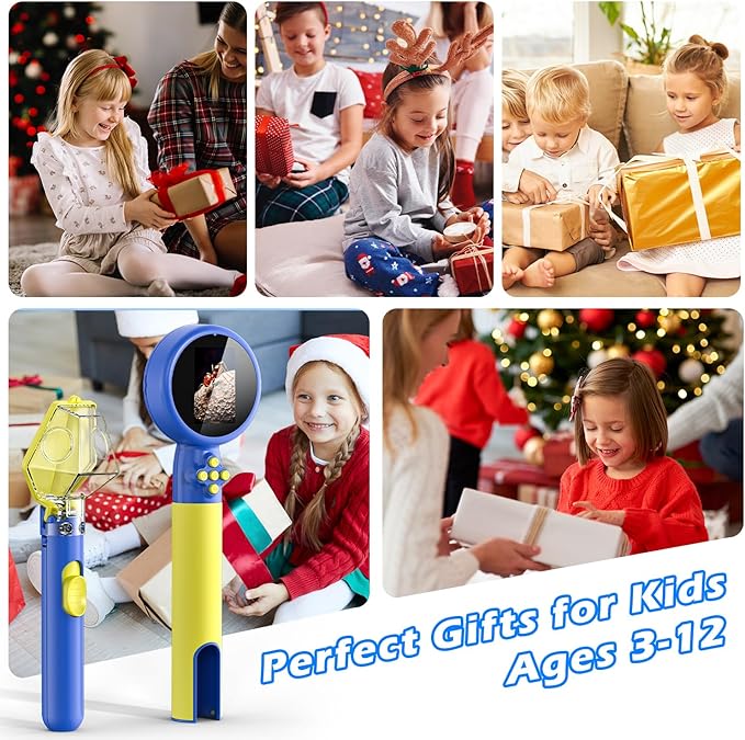 2 in 1 Kids Microscope with Bug Catcher,HD 500X Digital Microscope for Kids with 2" Screen,Photo and Video,STEM Educational Science Kit Learning Toys for Age 3-12 Girls & Boys Birthday Gifts (Blue)-BubblyBeeBaby