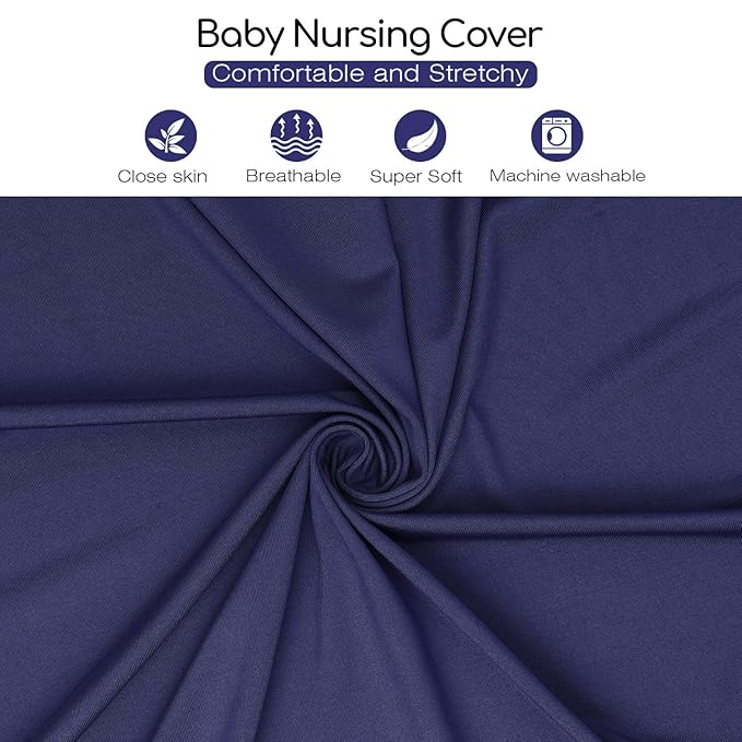 Nursing Cover & Baby Nursing Poncho,Multi Use Breastfeeding Cover for CarSeat Canopy, High Seat Cover, Stroller Cover, Shopping Cart Cover,Nursing Scarf for Boy and Girl by Kefee Kol (Blue)-BubblyBeeBaby