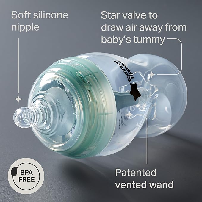 Tommee Tippee Advanced Anti-Colic Ready for Baby Bottle Set, 5oz and 9oz Self-Sterilizing Bottles, Slow and Medium Flow Nipples, 0-6 Month Pacifiers, Travel Bottle Warmer, Removable Bottle Handles-BubblyBeeBaby