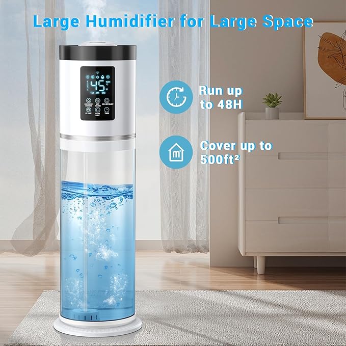 2.1 Gal Humidifiers for Bedroom Large Room, 4 Levels Cool Mist Humidifier with Clear Tank, 7 Color Lights Essential Oil Diffuser with 16H Timer, Top Fill Air Humidifier for Home Plants Office-BubblyBeeBaby