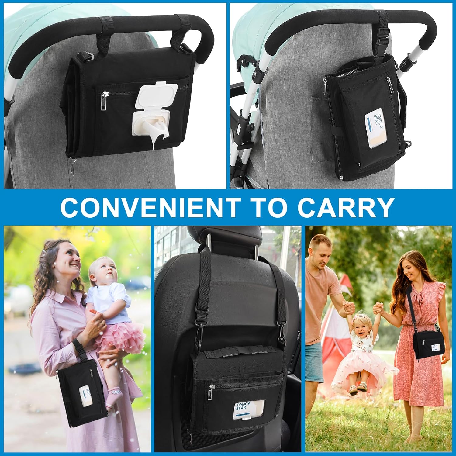 Accmor Portable Diaper Changing Pad, Waterproof Travel Baby Changing Mat, Newborn Essentials Baby Shower Gifts, Black