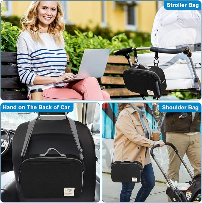 Accmor Stroller Organizer, Universal Stroller Organizer with Insulated Cup Holder Pocket, Dual Purpose Large Capacity Stroller Bag Caddy, Stroller Accessories Fits for Uppababy, Doona, Nuna Strollers-BubblyBeeBaby