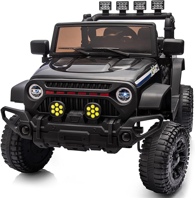 24V Kids Ride on Car, Kids Electric Vehicles Car Ride on Toy Truck for Toddlers w/Remote Control, 400W Motor - Black-BubblyBeeBaby
