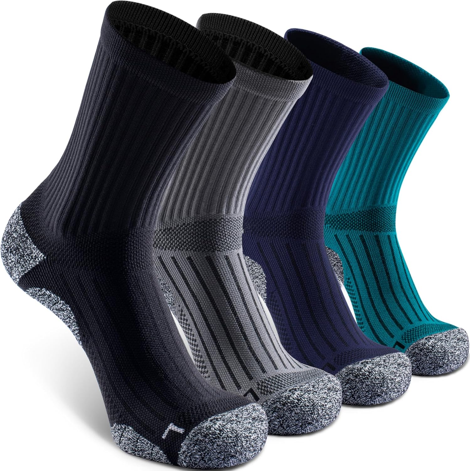 Elite Cushioned Compression Mid-crew Socks 4-Pack for Youth Women Men