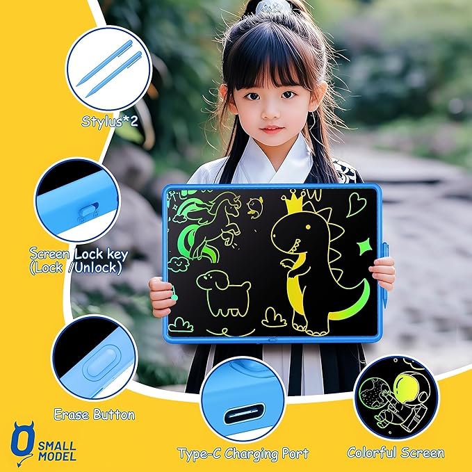 20 Inch LCD Writing Tablet for Kids, Rechargeable Large Kids Drawing Pad, Mess Free Drawing Tablet, Doodle Board, Educational & Learning Drawing Toys for Boys and Girls Aged 3+ Years Old Birthday Gift-BubblyBeeBaby