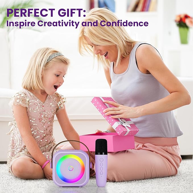 Karaoke Machine for Kids Toys for 4-12+ Year Old, Mini Portable Bluetooth Speaker with 2 Wireless Microphones, Birthday Party for Girls Boys-BubblyBeeBaby