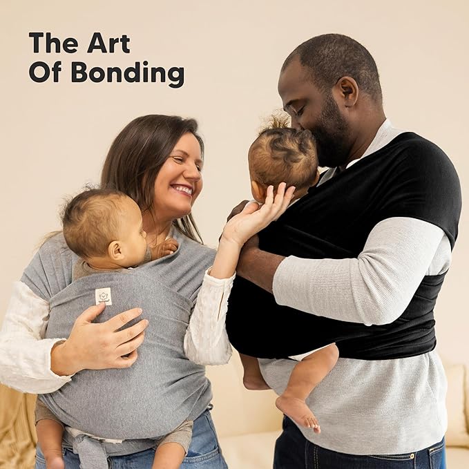 KeaBabies Baby Wrap Carrier - All in 1 Original Baby Carrier Newborn to Toddler Sling, Easy to Wear, Hands Free Bonding, Lightweight, Breathable Infant Wraps (Classic Gray)-BubblyBeeBaby