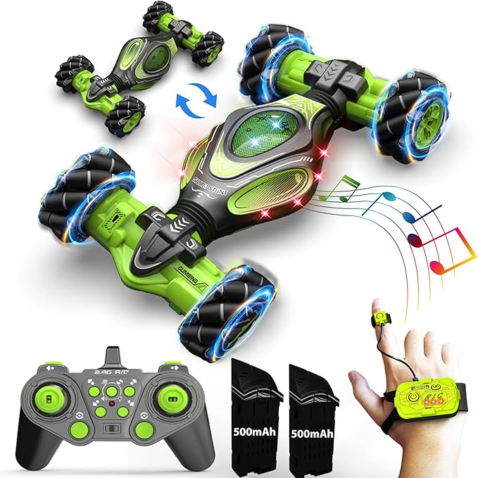 1:12 Hand Gesture Sensing Rc Stunt Car Large Drifting Rc Car with Watch Hand Controlled Twist Cars Offroad 360° Rotation with Lights Music, Birthday Xmas Gifts for Boys Adults Kids-BubblyBeeBaby