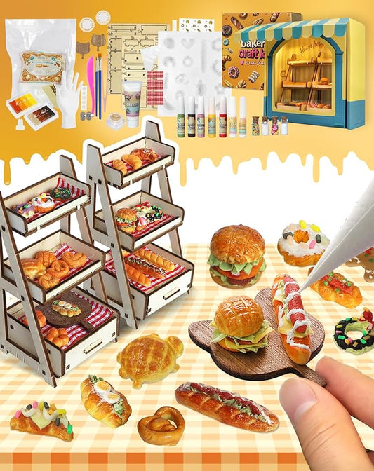iLAND Cute Crafts for Teens Women Adults of DIY Air Dry Clay Art Mini Food, Modeling Clay Kit for Fun Date Night Craft Set Realistic 1/12 Scale Accessories for Dollhouse Kitchen Creative Crafting Gift-BubblyBeeBaby