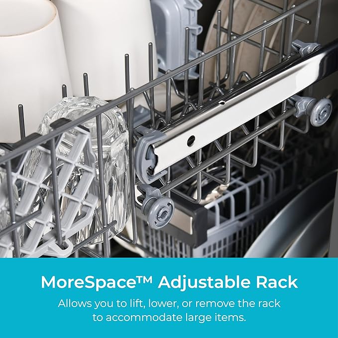 Kenmore 18" Built-in Stainless Steel Tub Dishwasher EasyFlex 3rd, SmartWash, UltraWash Plus, TurboDry, MoreSpace Adjustable Rack, Energy Star Certified, White-BubblyBeeBaby